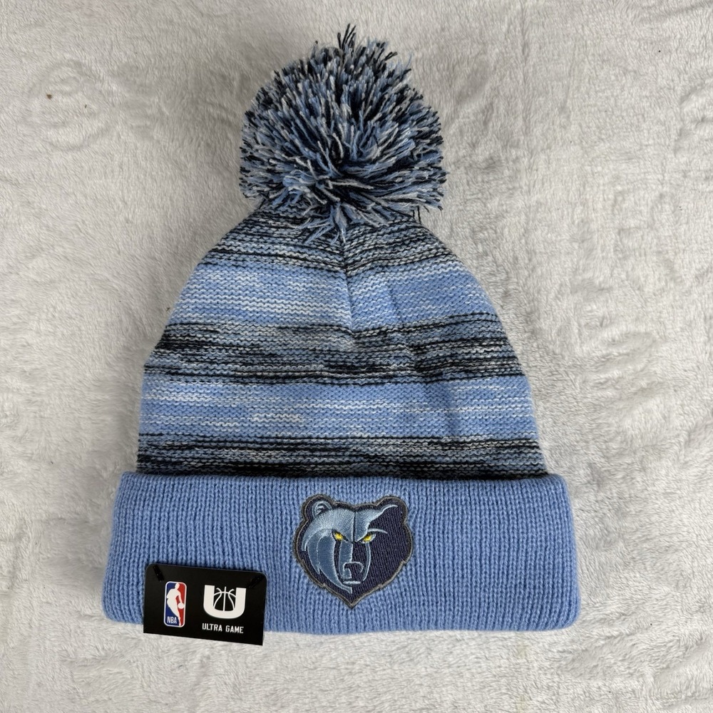 Memphis Grizzlies NBA Ultra Game Pom Cuff Beanie‎ OSFM Blue New Lined $25